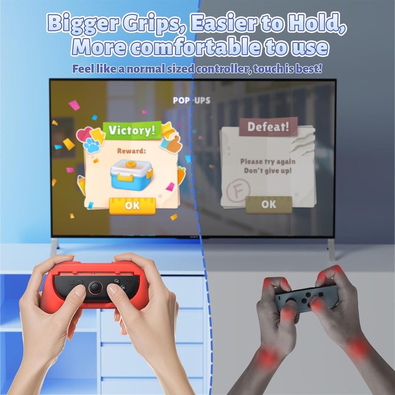 FASTSNAIL Grips for Nintendo Switch 2 (2025) for Joy-Con 2, Wear-Resistant & Anti-Slip Switch 2 Controllers Grips Handle Kit, Switch Holder Accessories for JoyCon 2 (Red,Blue) - Image 4